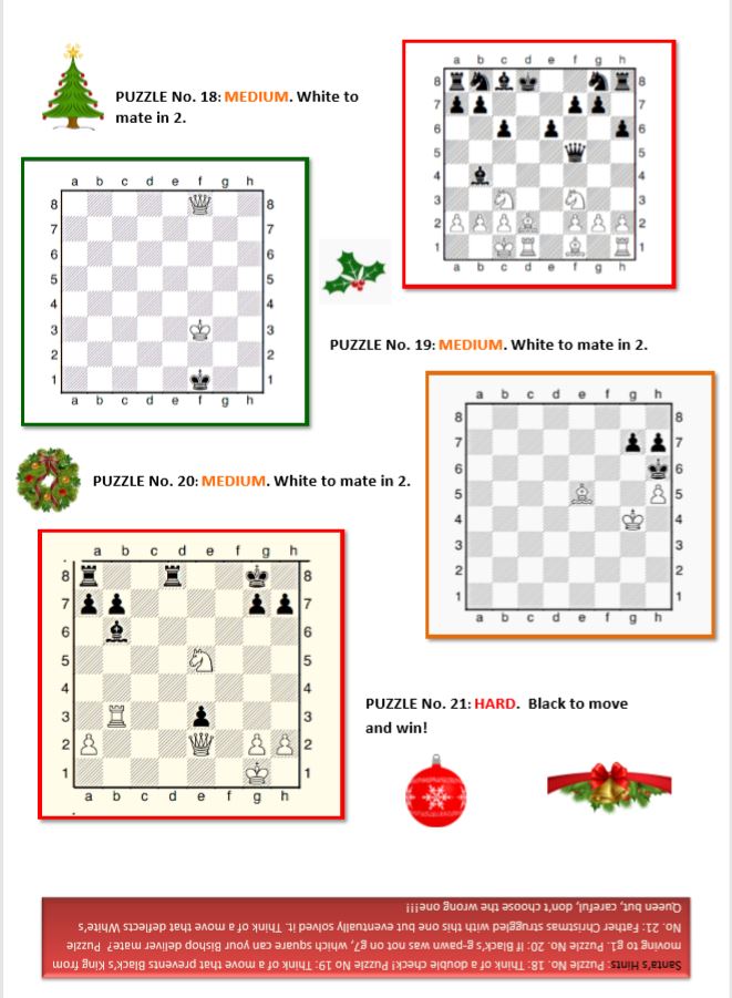 Christmas Puzzles 18. 19, 20 & 21